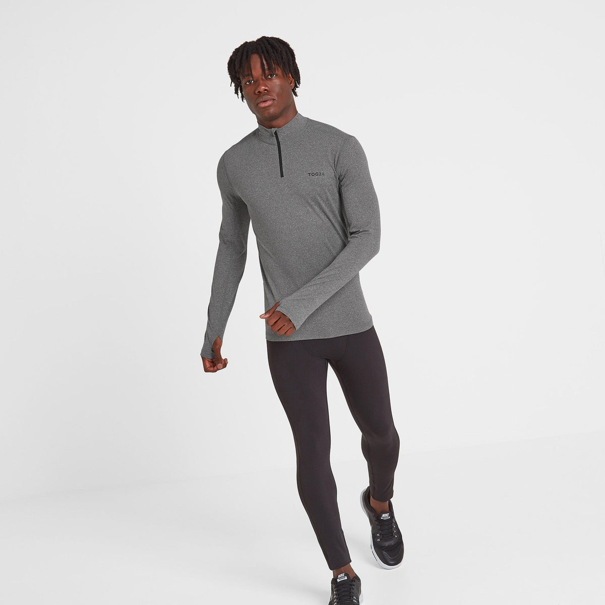 Snowdon Mens Thermal Quarter Zip Base Layer - Grey Marl - Image 4