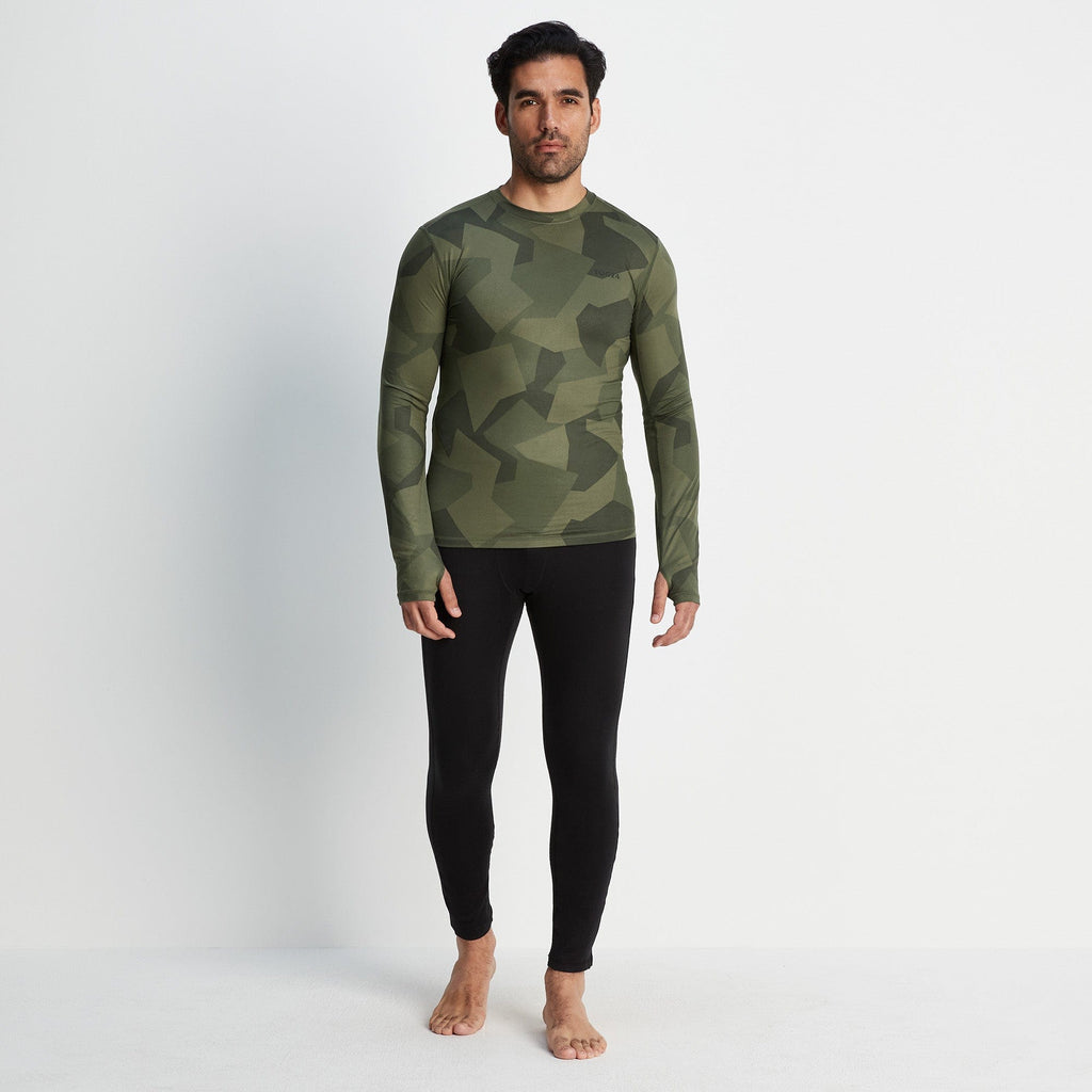 Snowdon Mens Thermal Crew Neck Base Layer - Khaki Camo Print - Image 3