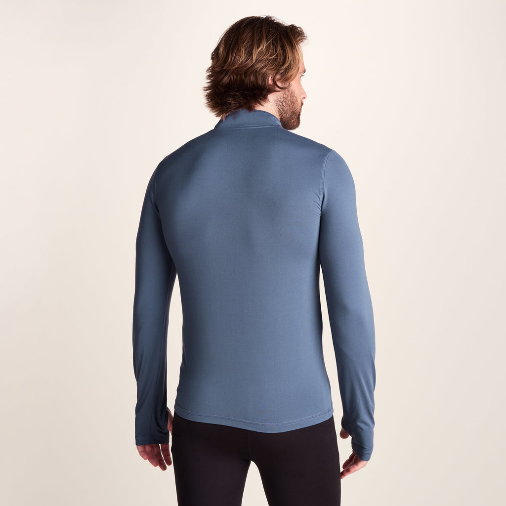 Snowdon Mens Thermal Quarter Zip Base Layer - Smokey Blue - Image 3