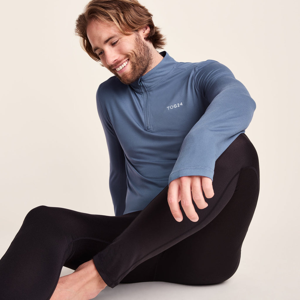 Snowdon Mens Thermal Quarter Zip Base Layer - Smokey Blue - Image 4