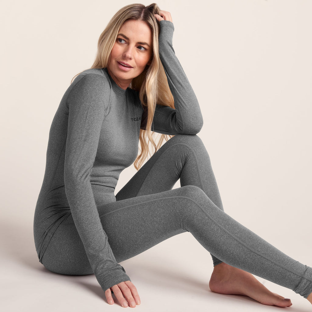 Snowdon Womens Thermal Crew Neck Base Layer - Grey Marl - Image 4