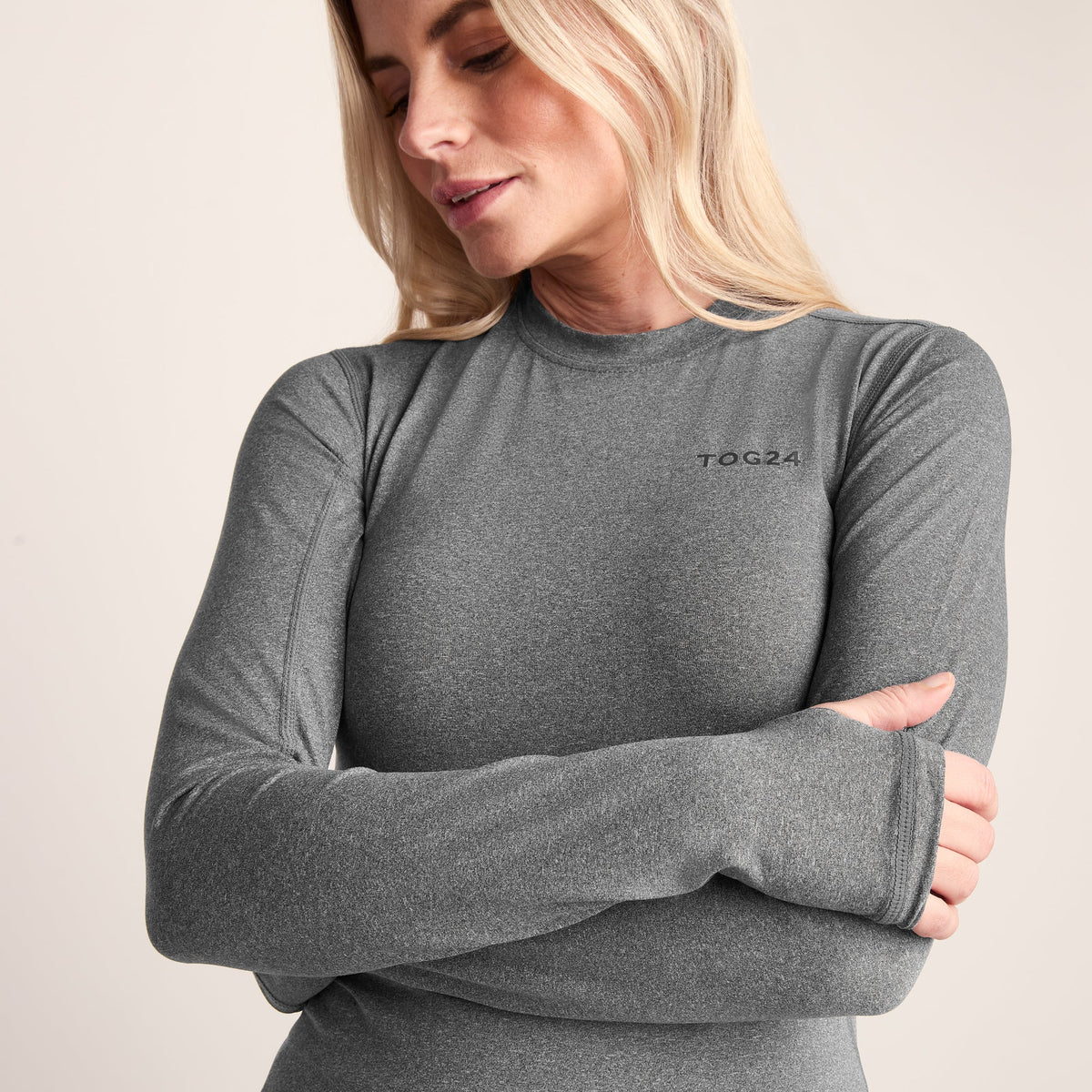 Snowdon Womens Thermal Crew Neck Base Layer - Grey Marl - Image 5
