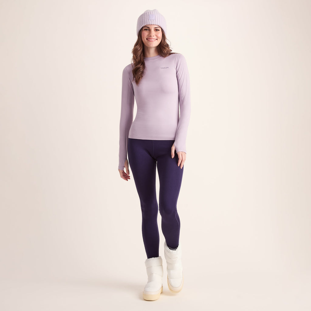 Snowdon Womens Thermal Crew Neck Base Layer - Lavender Grey - Image 3