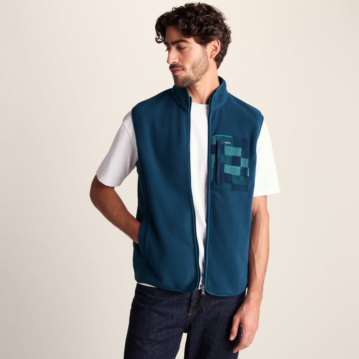 Stark Mens Relaxed Fit Microfleece Gilet - Inky Blue