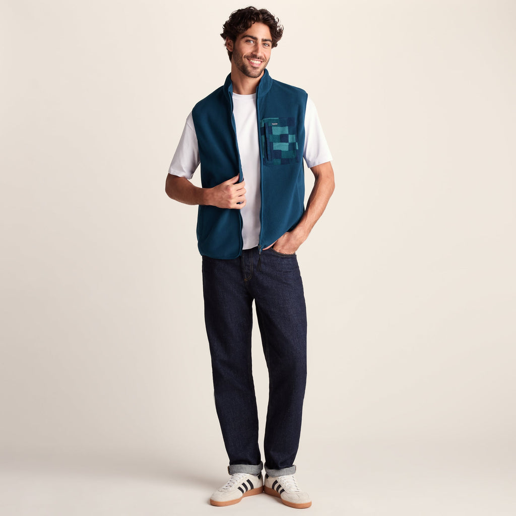 Stark Mens Relaxed Fit Microfleece Gilet - Inky Blue - Image 2