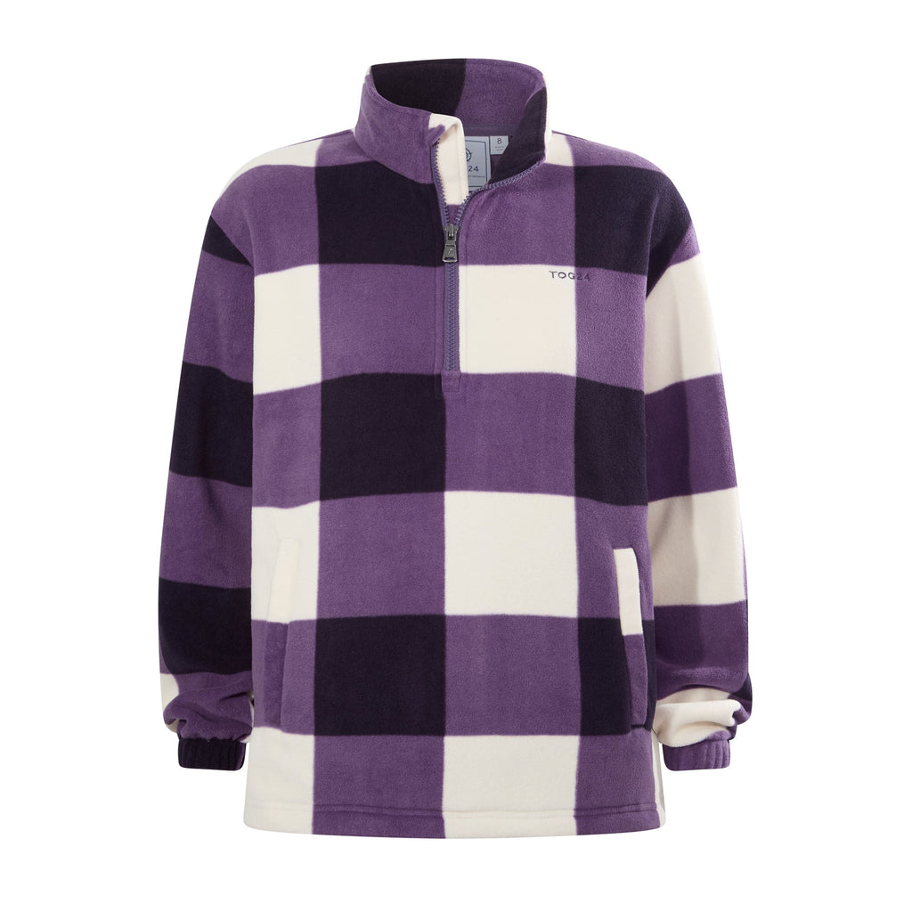 Stones Womens Checkerboard Half Zip Fleece Pullover - Smokey Purple Gingham - Image 6