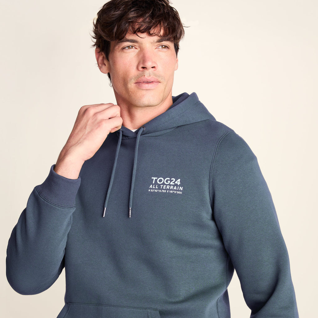 Terrain Mens Supersoft Heavyweight Graphic Print Hoodie - Smokey Blue - Image 6
