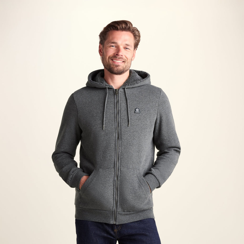 Timble Mens Sherpa Fleece Lined Hoody - Dark Grey Marl - Image 6