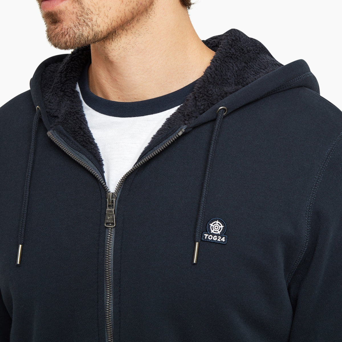 Timble Mens Sherpa Fleece Lined Hoody - Dark Indigo - Image 5