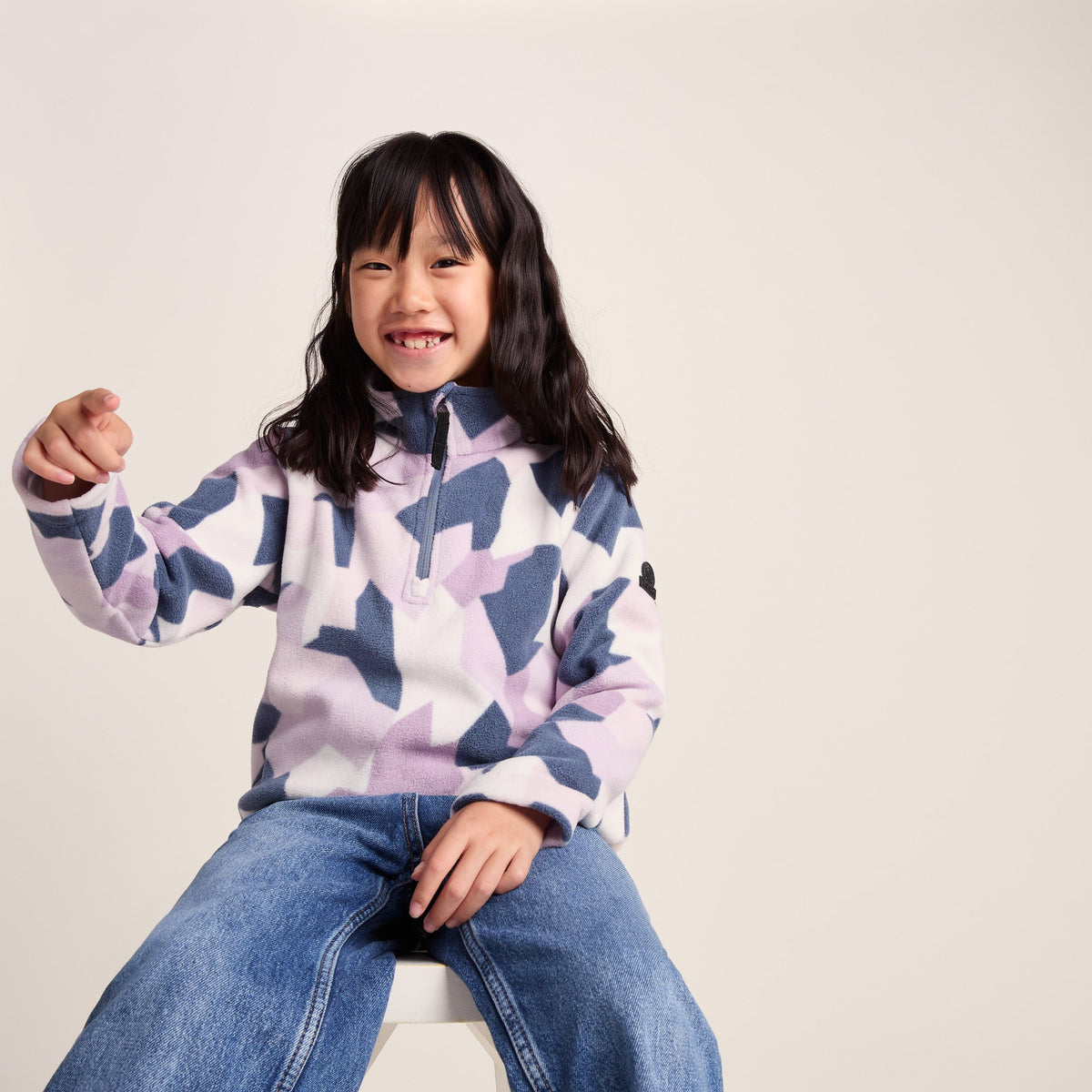 Toffolo Kids Zipneck Fleece - Abstract Mountain Print - Image 4