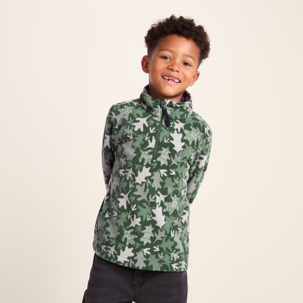 Toffolo Kids Zipneck Fleece - Oak Leaf Print - Image 2