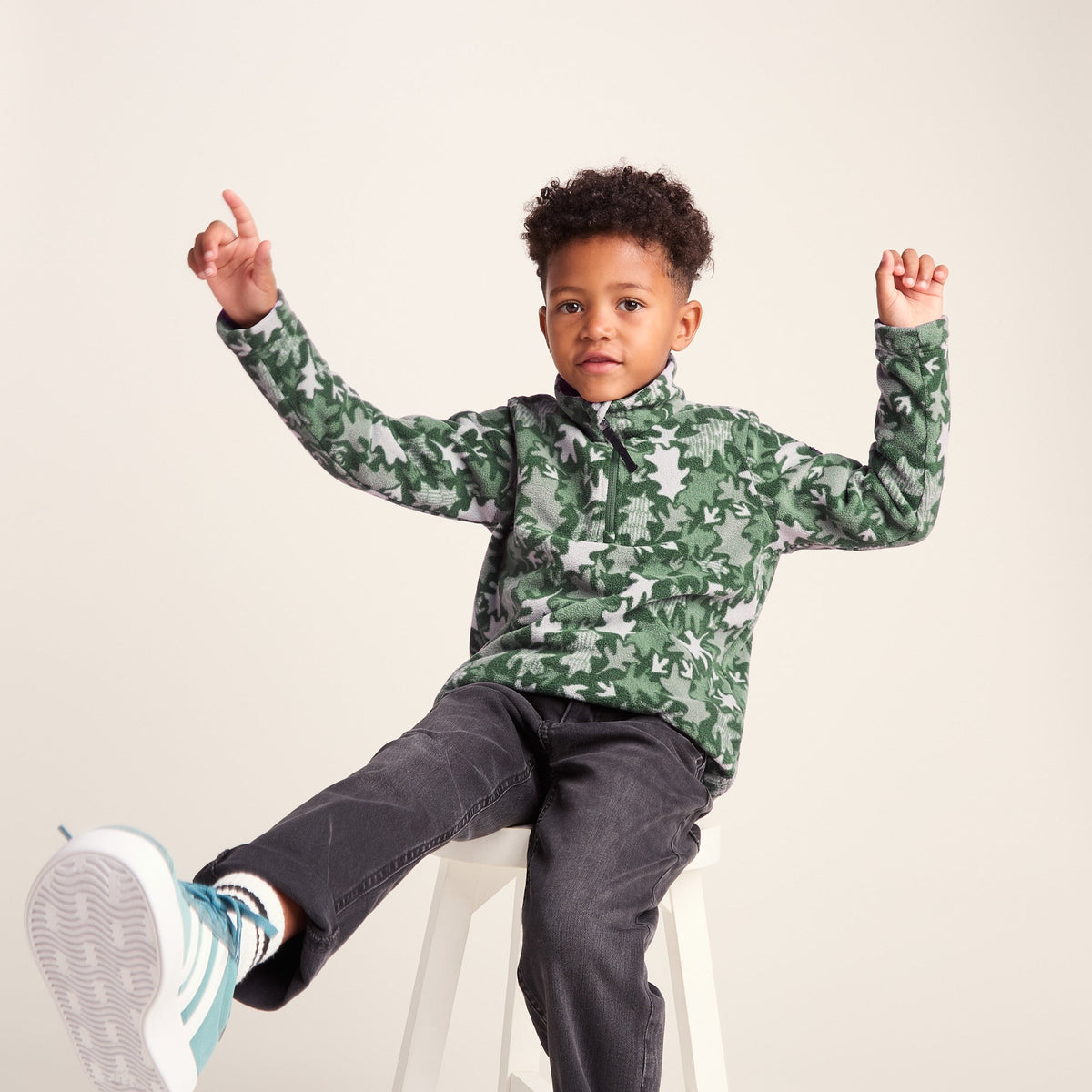 Toffolo Kids Zipneck Fleece - Oak Leaf Print - Image 4