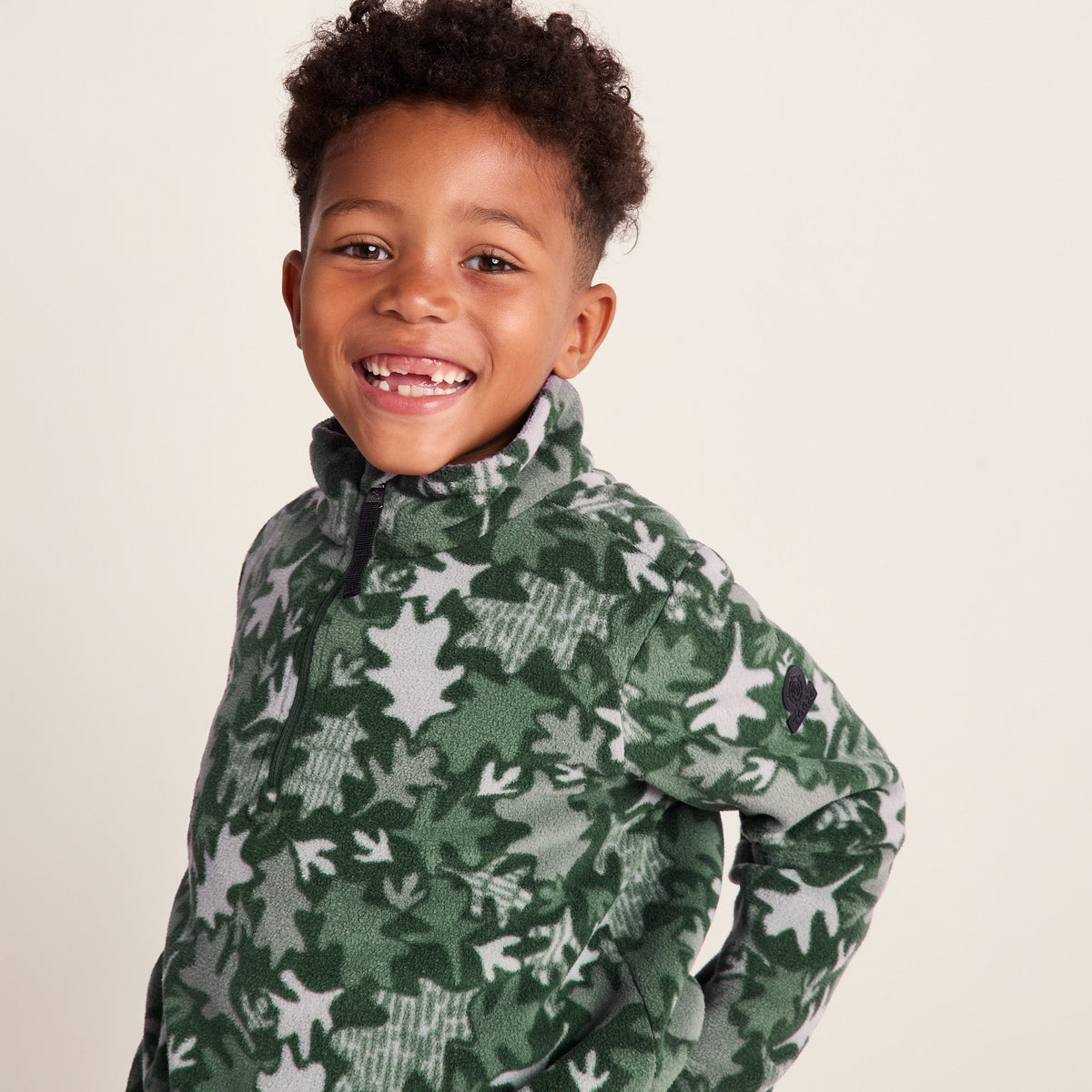 Toffolo Kids Zipneck Fleece - Oak Leaf Print - Image 6