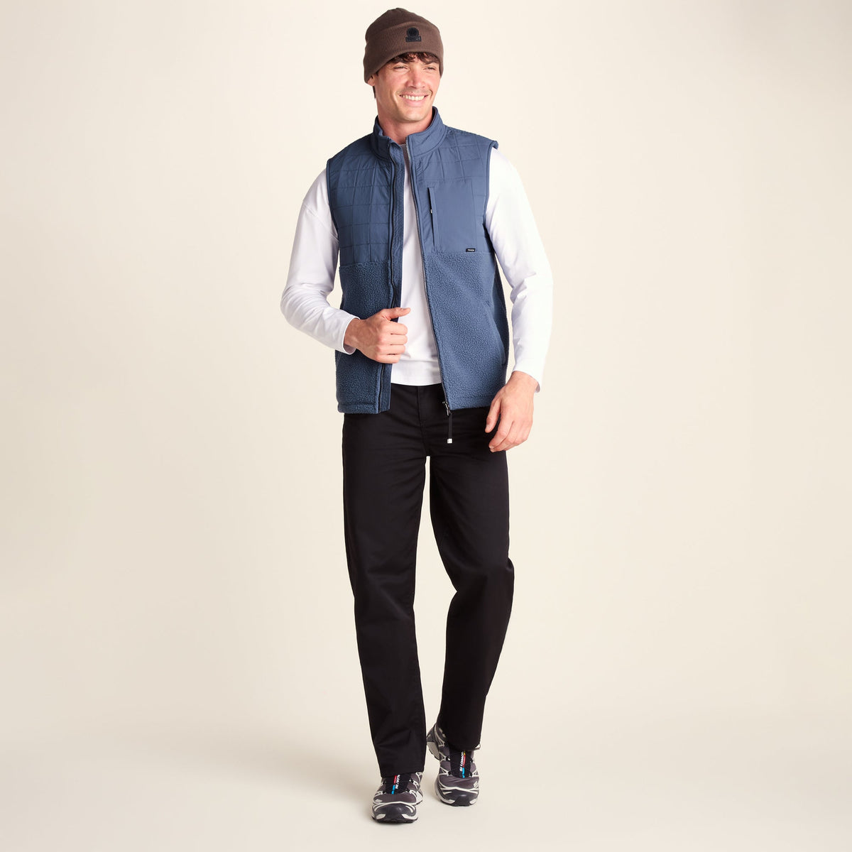 Tony Mens Padded Sherpa Gilet - Smokey Blue - Image 2