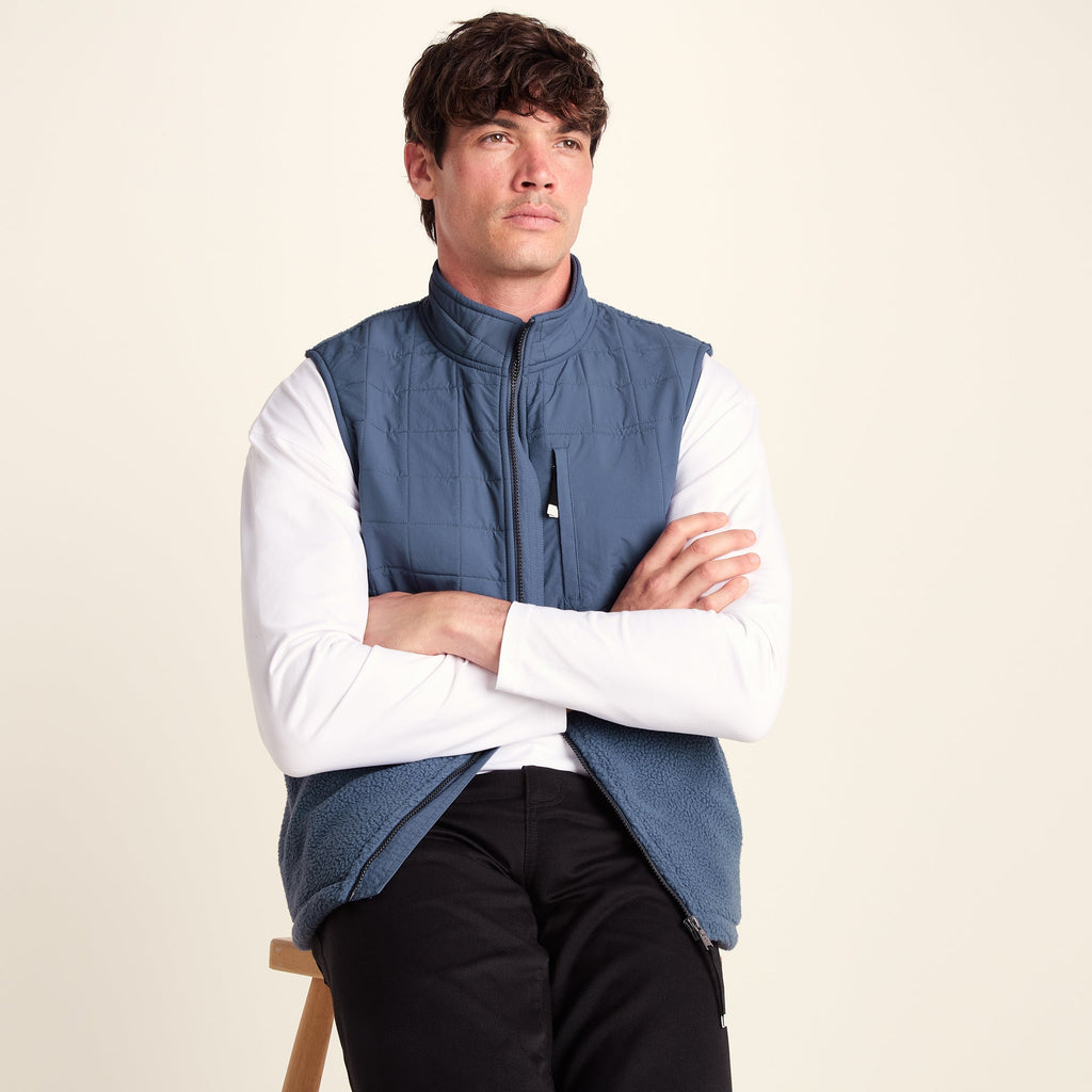 Tony Mens Padded Sherpa Gilet - Smokey Blue - Image 4