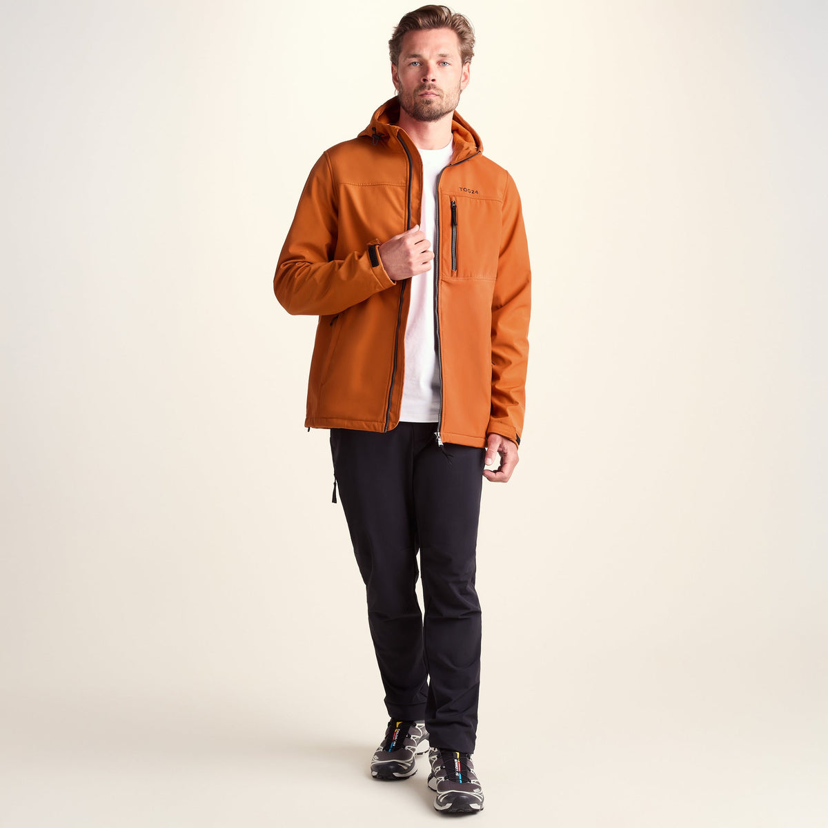 Truro Mens Hooded Softshell Jacket - Dark Orange - Image 2