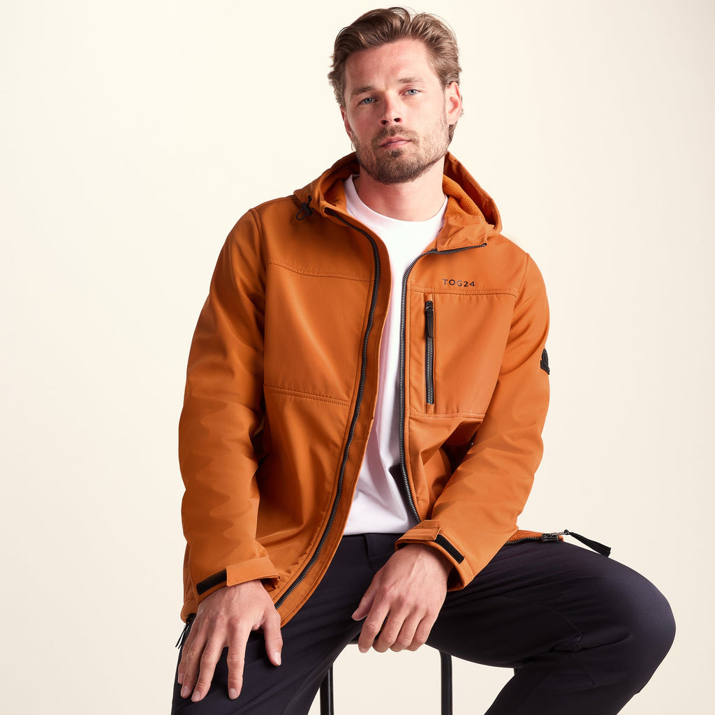 Truro Mens Hooded Softshell Jacket - Dark Orange - Image 4