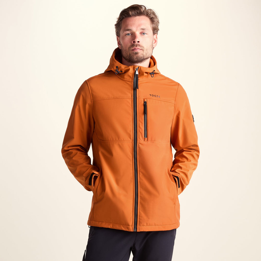 Truro Mens Hooded Softshell Jacket - Dark Orange - Image 7