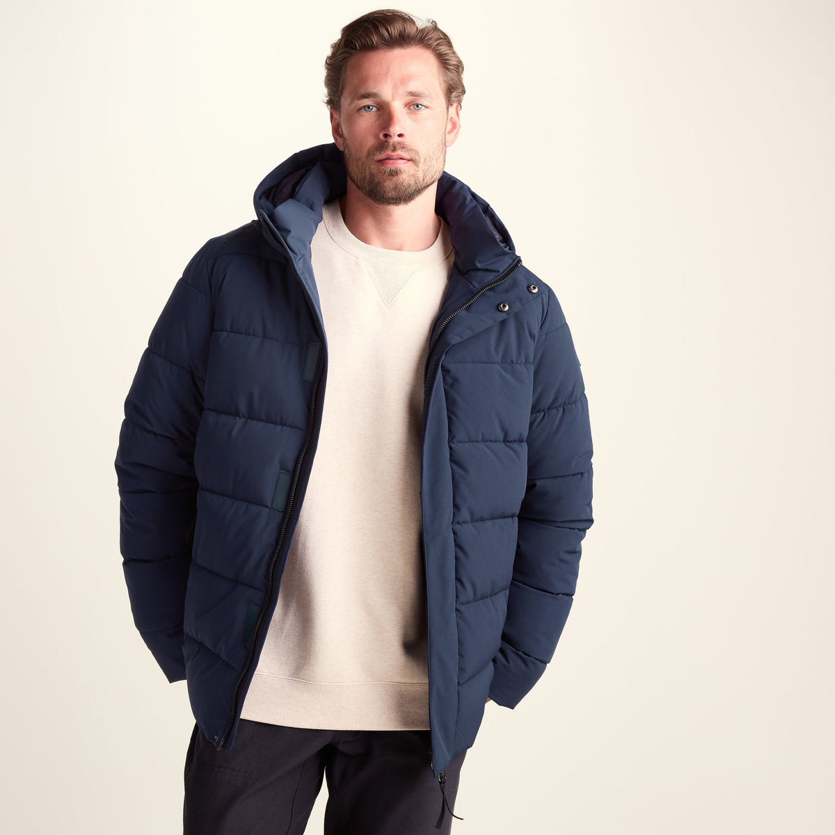 Tunnard Mens Short Shower Resistant Insulated Jacket - Dark Indigo - Image 3