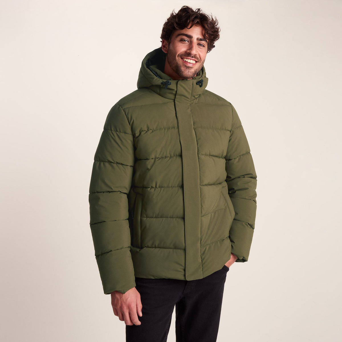 Tunnard Mens Short Shower Resistant Insulated Jacket - Khaki - Image 4