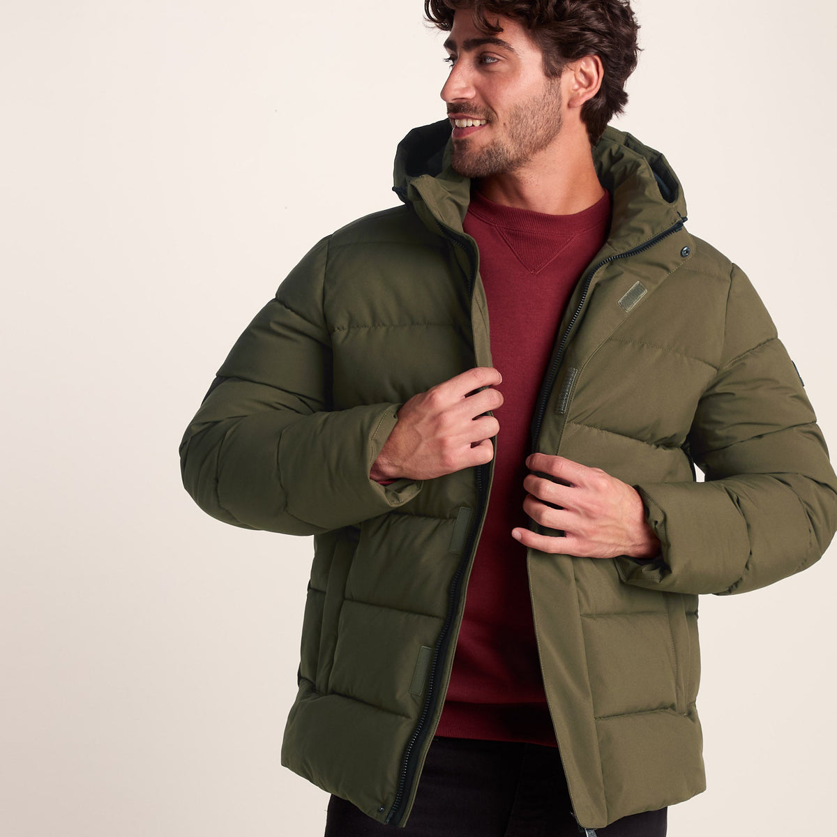 Tunnard Mens Short Shower Resistant Insulated Jacket - Khaki - Image 2