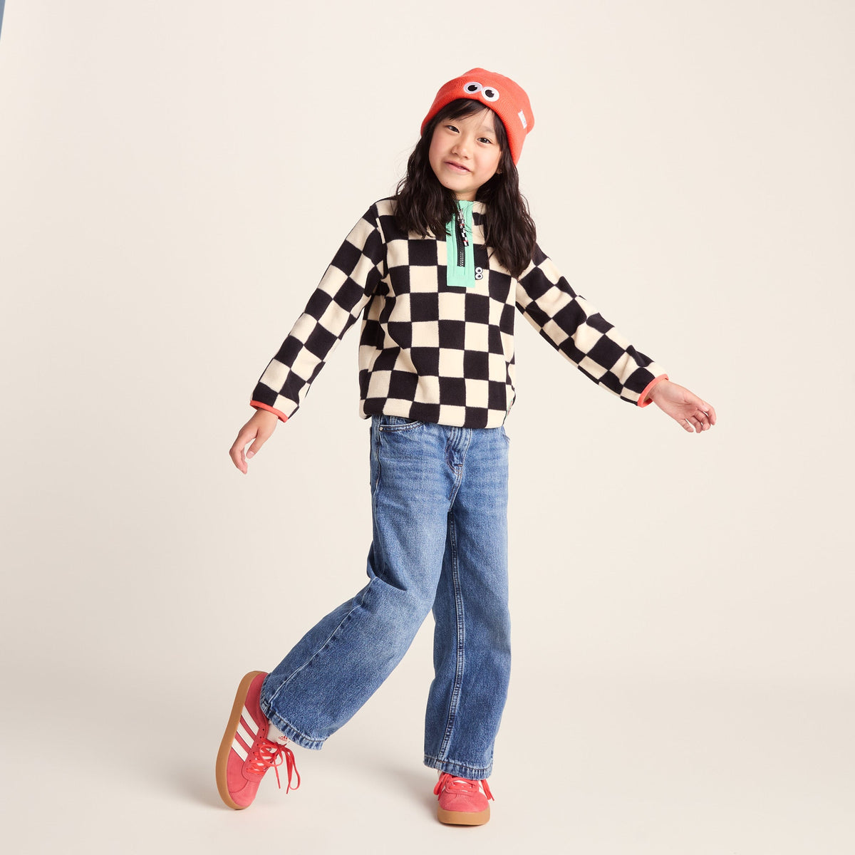 Uda Kids Shaun the Sheep Knit Hat - Satsuma Orange - Image 2