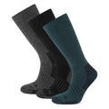 Villach 3 Pack Mens Trek Socks - Black/Racing Green/Dk Grey Marl