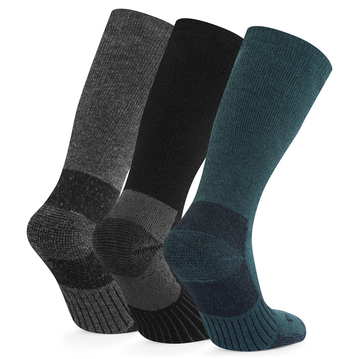 Villach 3 Pack Mens Trek Socks - Black/Racing Green/Dk Grey Marl - Image 2