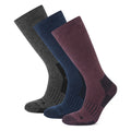 Villach 3 Pack Womens Trek Socks - Dk Indigo/Dk Mauve/Dk Grey Marl