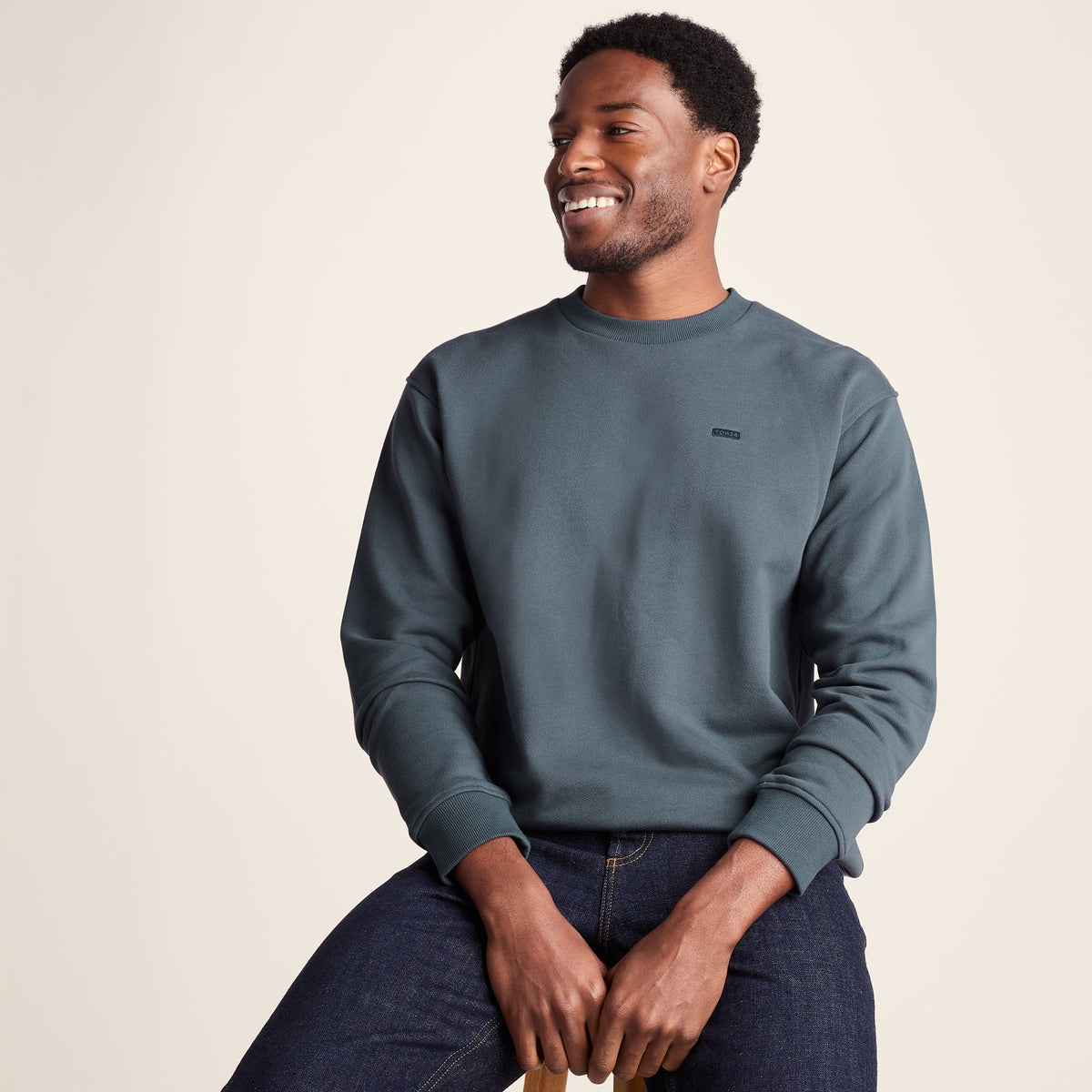 Warren Mens Relaxed Fit 100% Cotton Heavyweight Sweat - Aegean Teal - Image 4