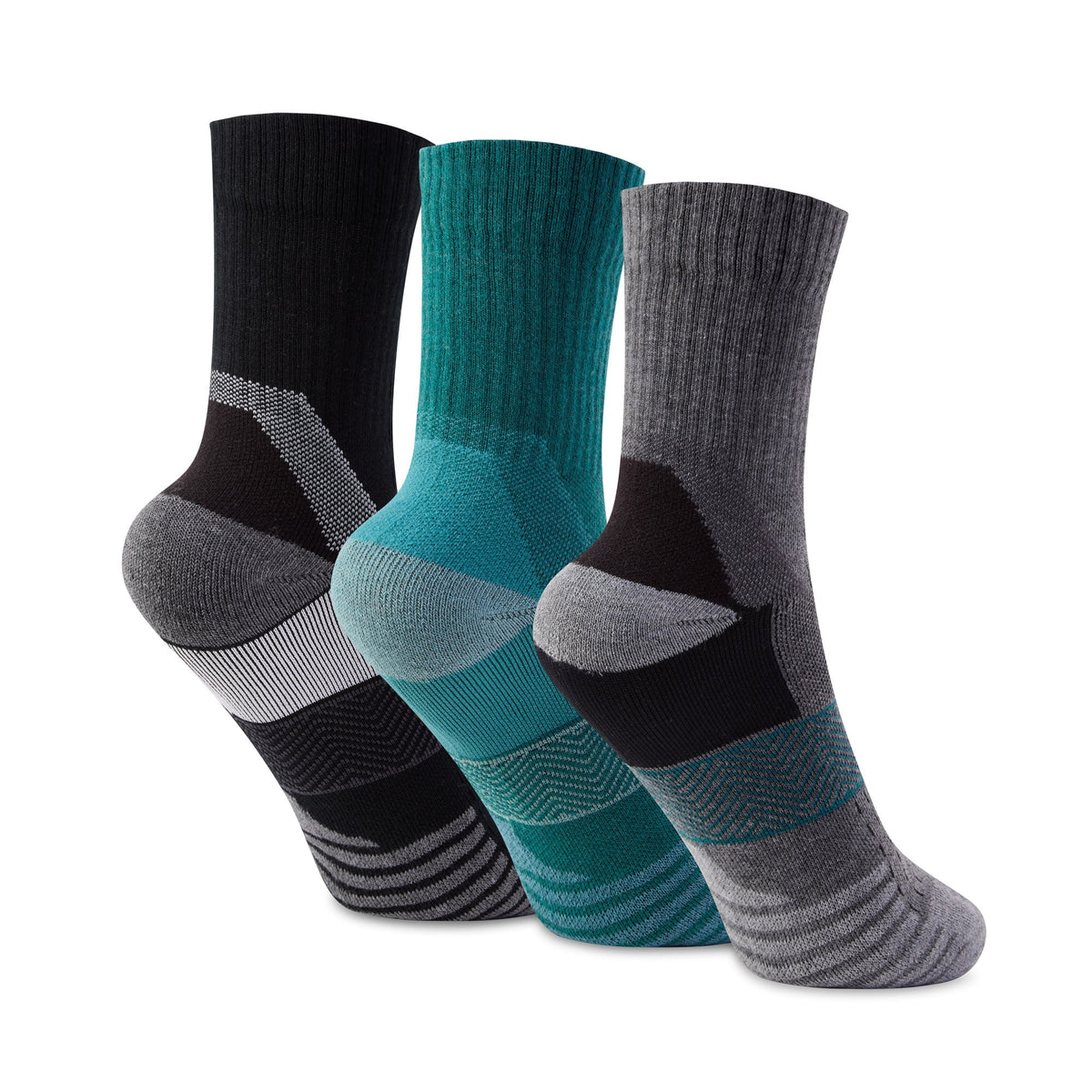 Wels 3Pack Mens Trek Socks - Black/Dark Turquoise/Dark Grey Marl - Image 2