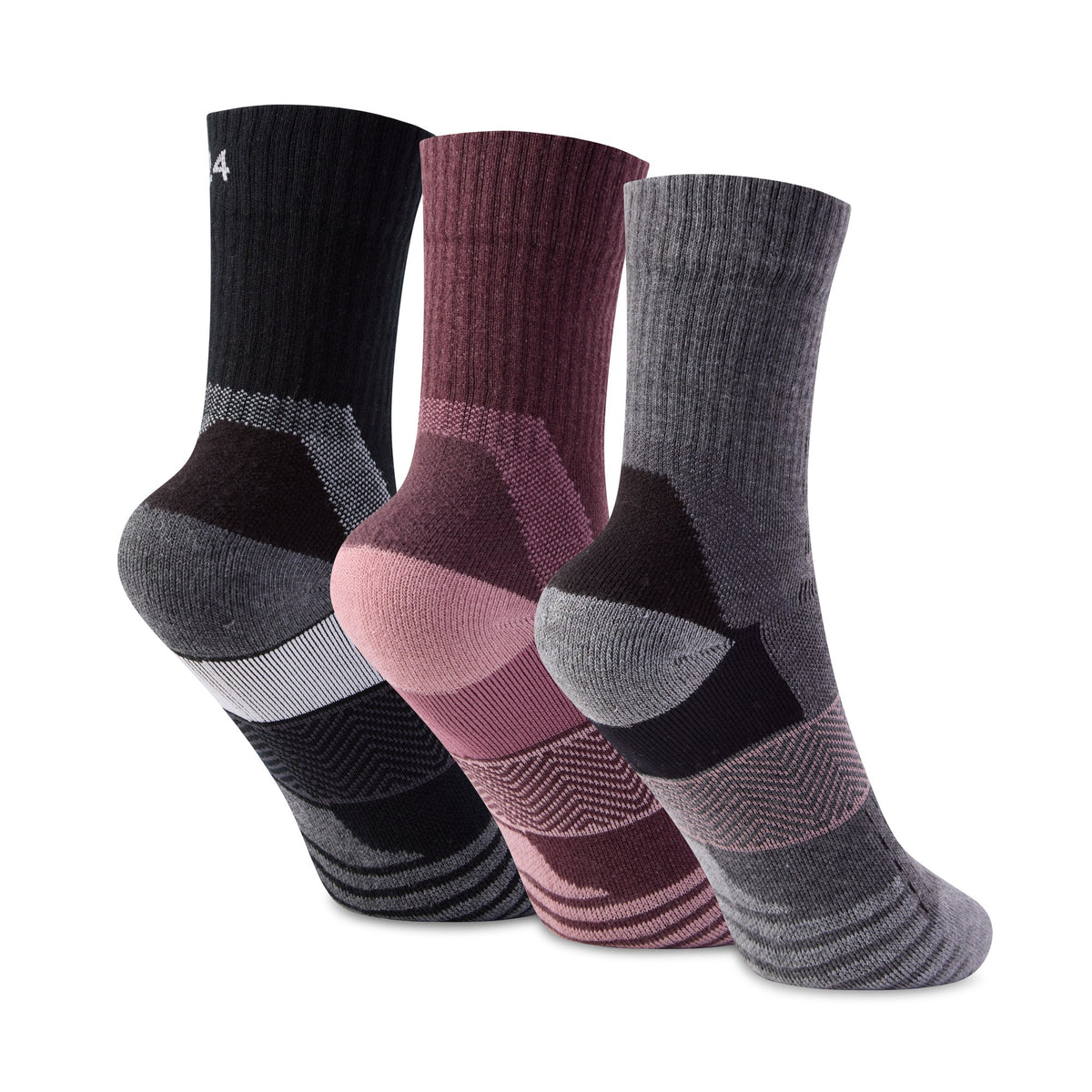 Wels 3Pack Womens Trek Socks - Black/Mauve/Dark Grey Marl - Image 2