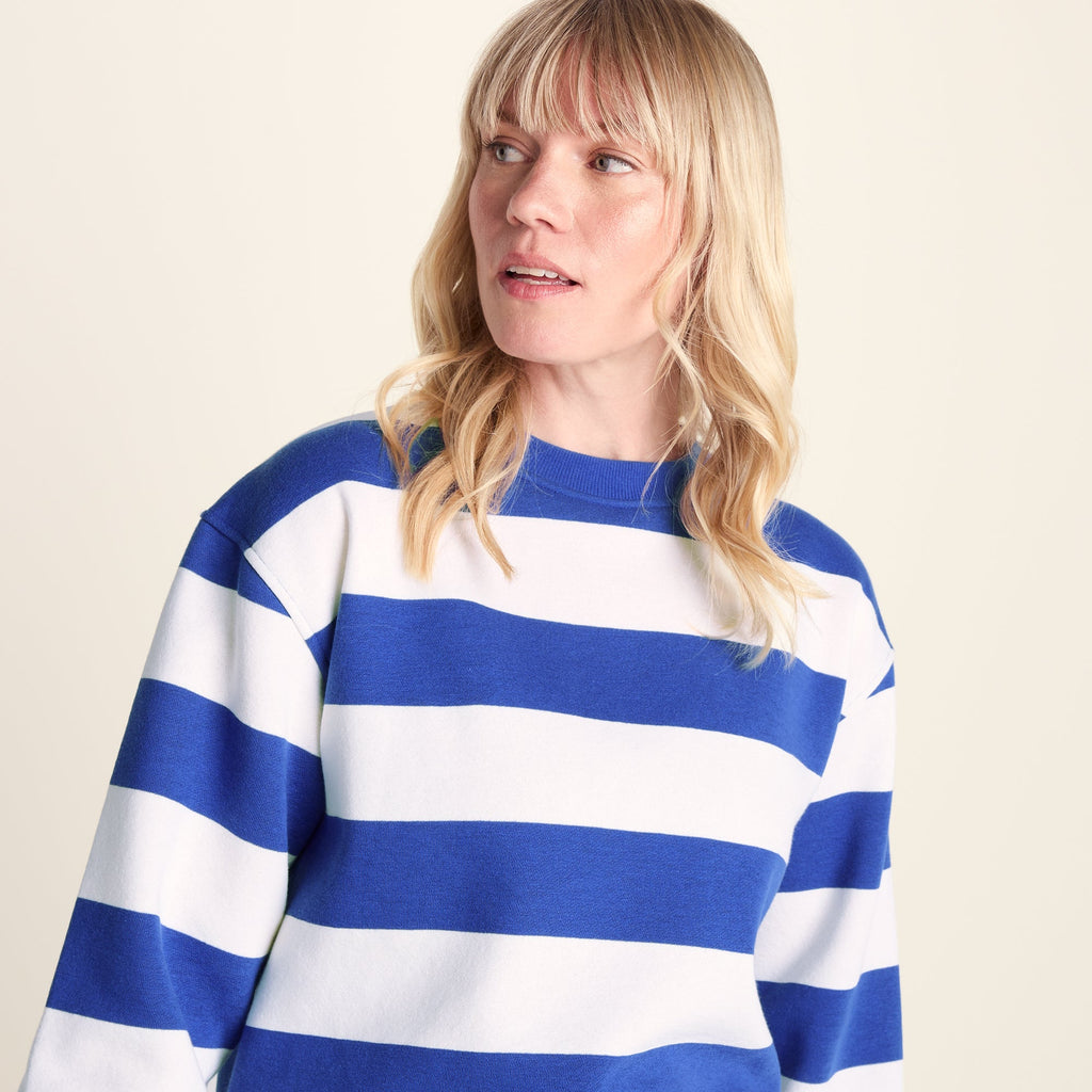 Yuri Womens Supersoft Crew Neck Striped Sweatshirt - Cobalt Stripe - Image 6