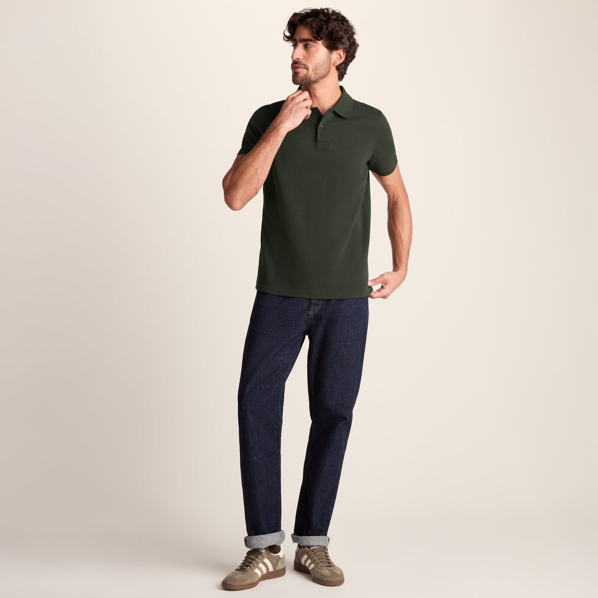 Zaden Mens Polo Shirt - Dark Olive Green - Image 2
