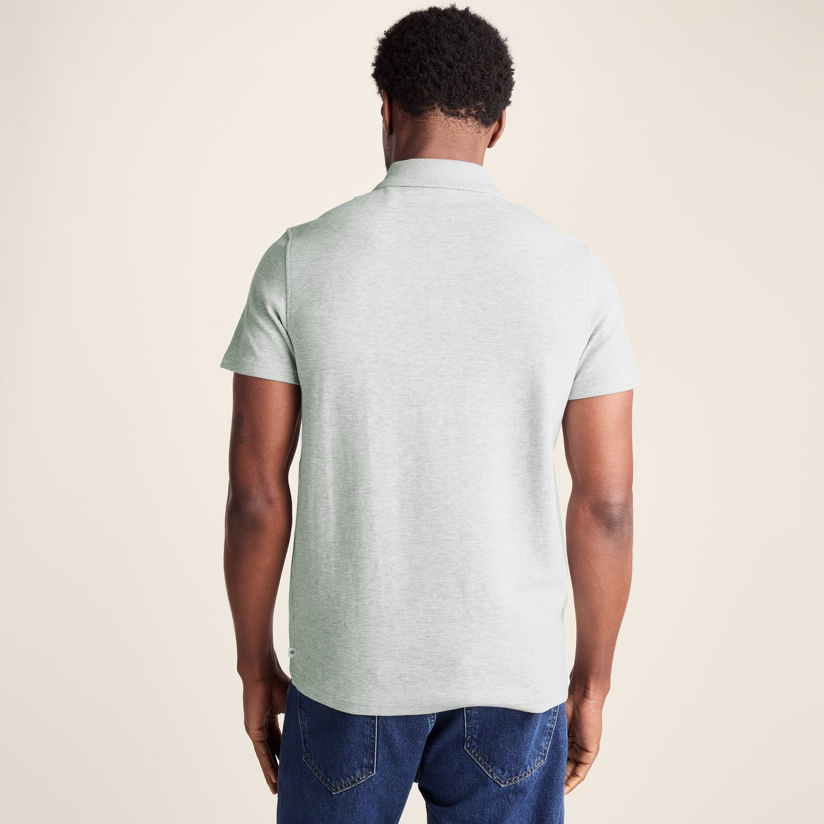 Zaden Mens Polo Shirt - Light Grey Marl - Image 3