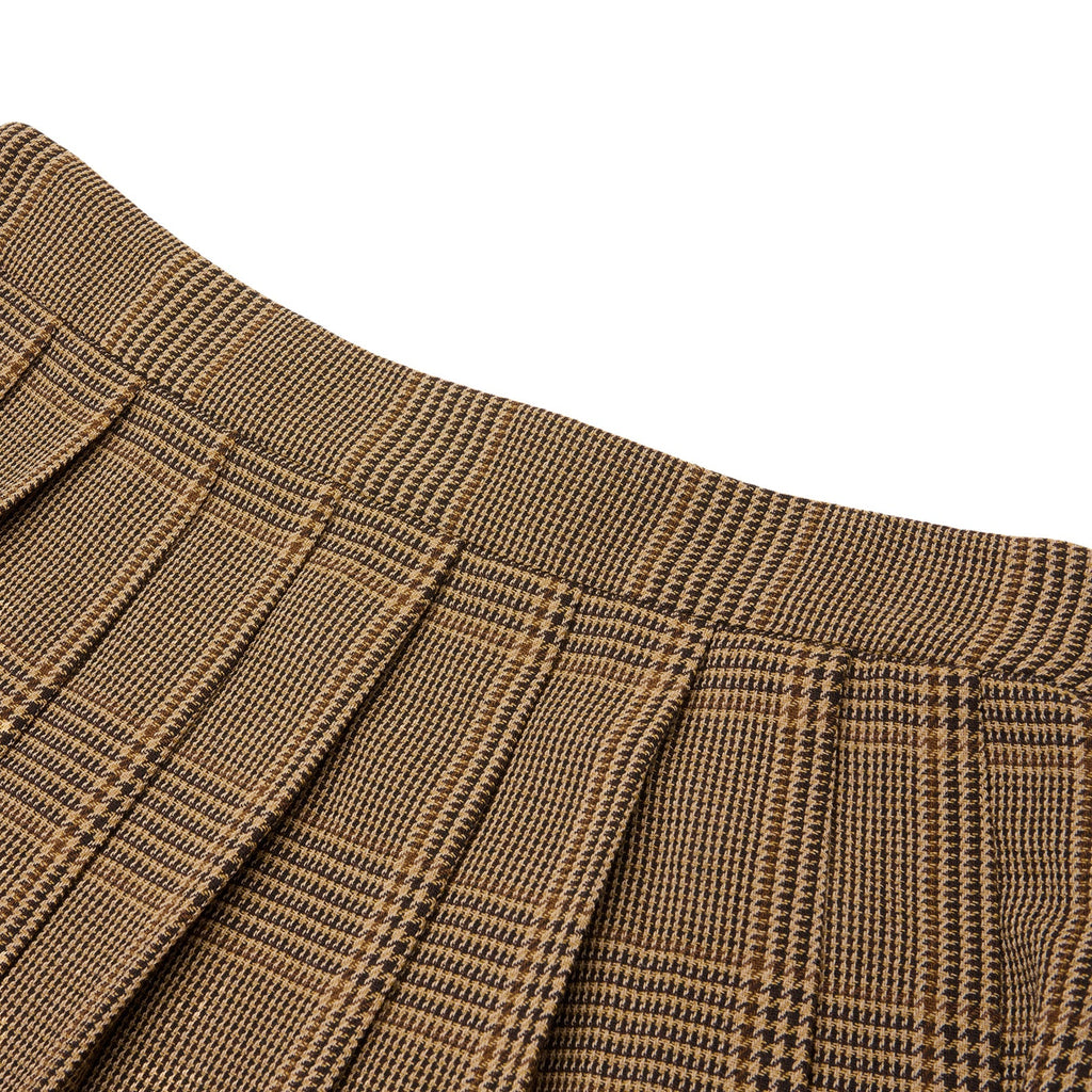 Golden Goose Wool Pleated Mini Skirt (Brown/Beige) - Image 3