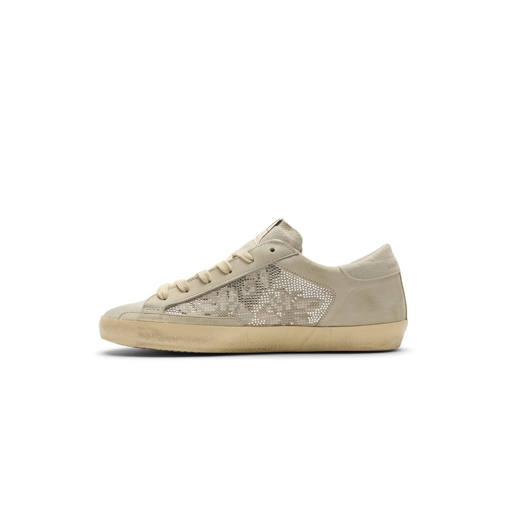 Golden Goose Super Star Suede And Nabuk With Embroidery And Crystal Upper Suede Star And Heel (Light Gray) - Image 2