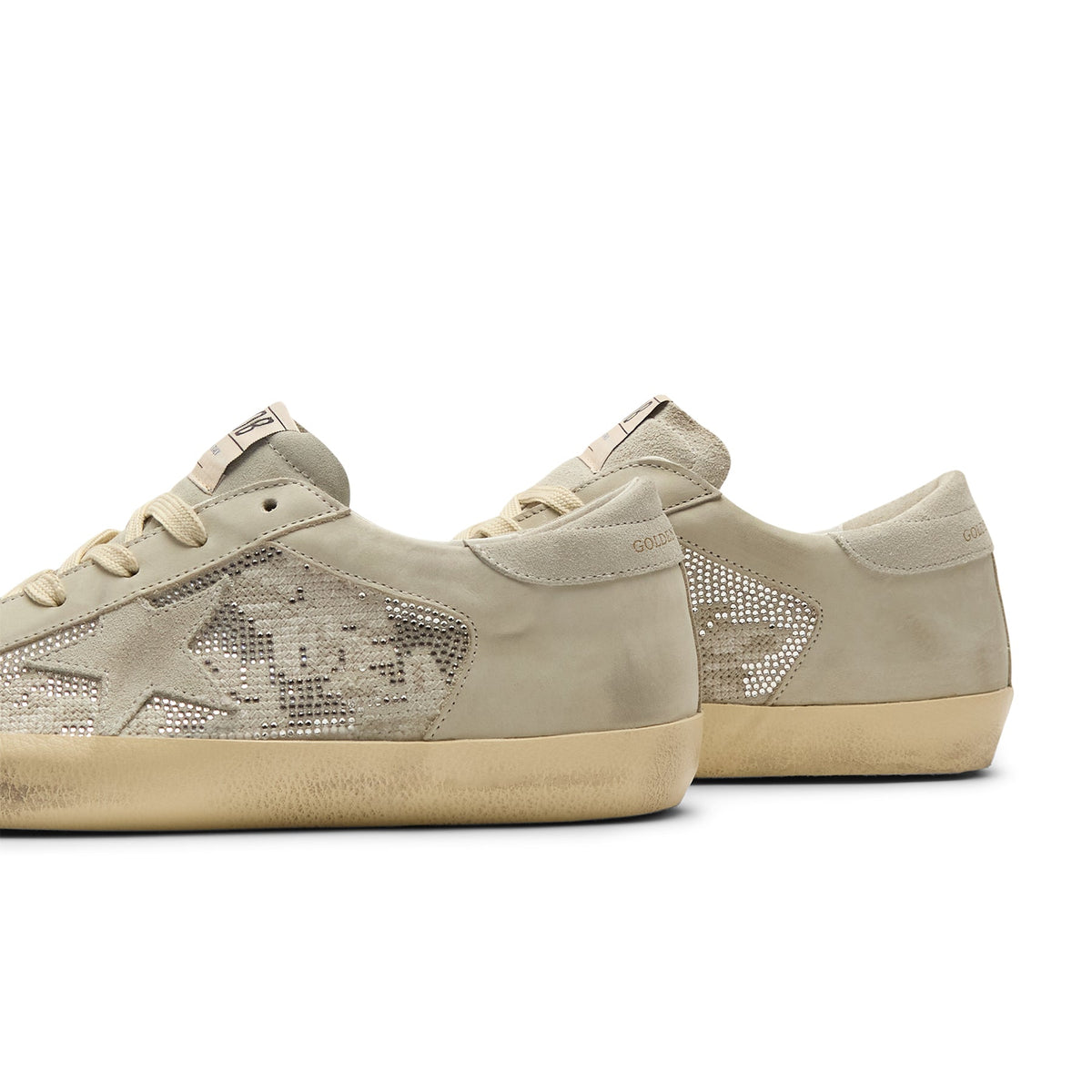 Golden Goose Super Star Suede And Nabuk With Embroidery And Crystal Upper Suede Star And Heel (Light Gray) - Image 3