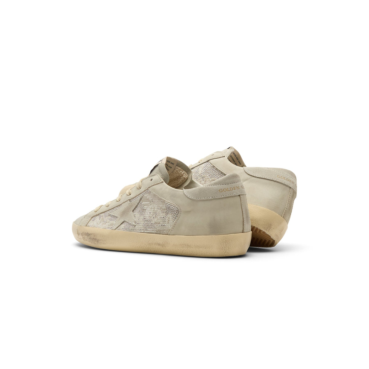 Golden Goose Super Star Suede And Nabuk With Embroidery And Crystal Upper Suede Star And Heel (Light Gray) - Image 5
