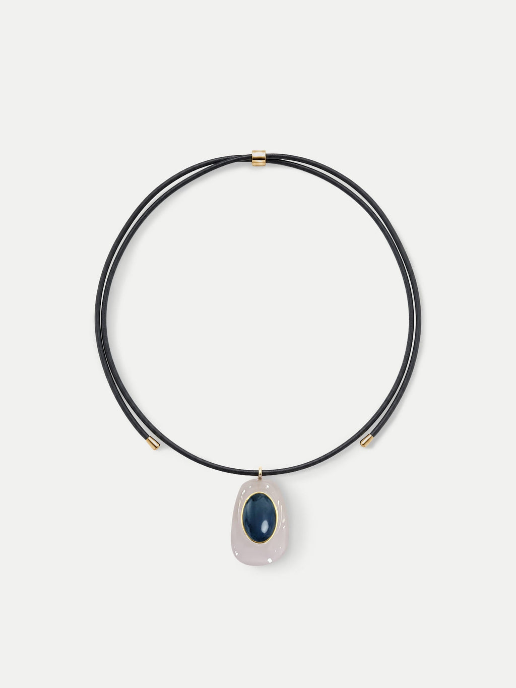Black Leather Pendant Necklace