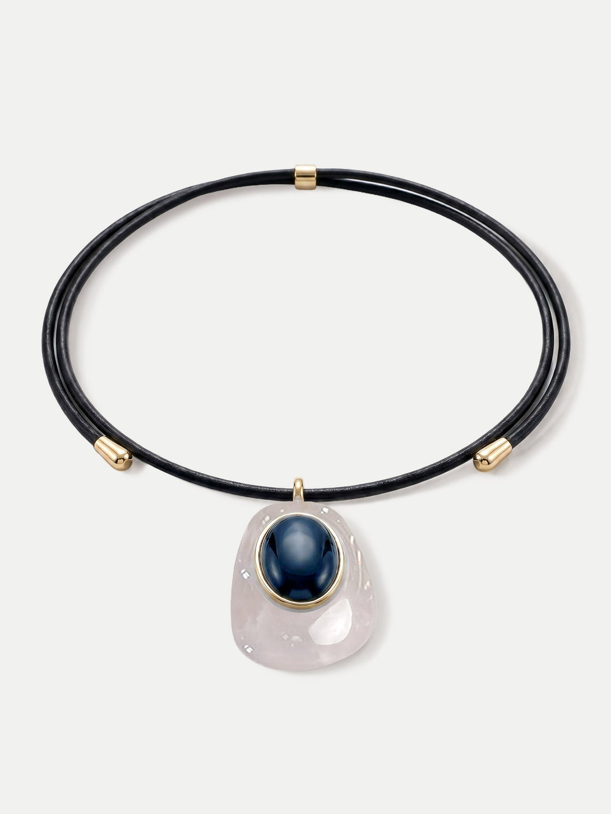 Black Leather Pendant Necklace - Image 4