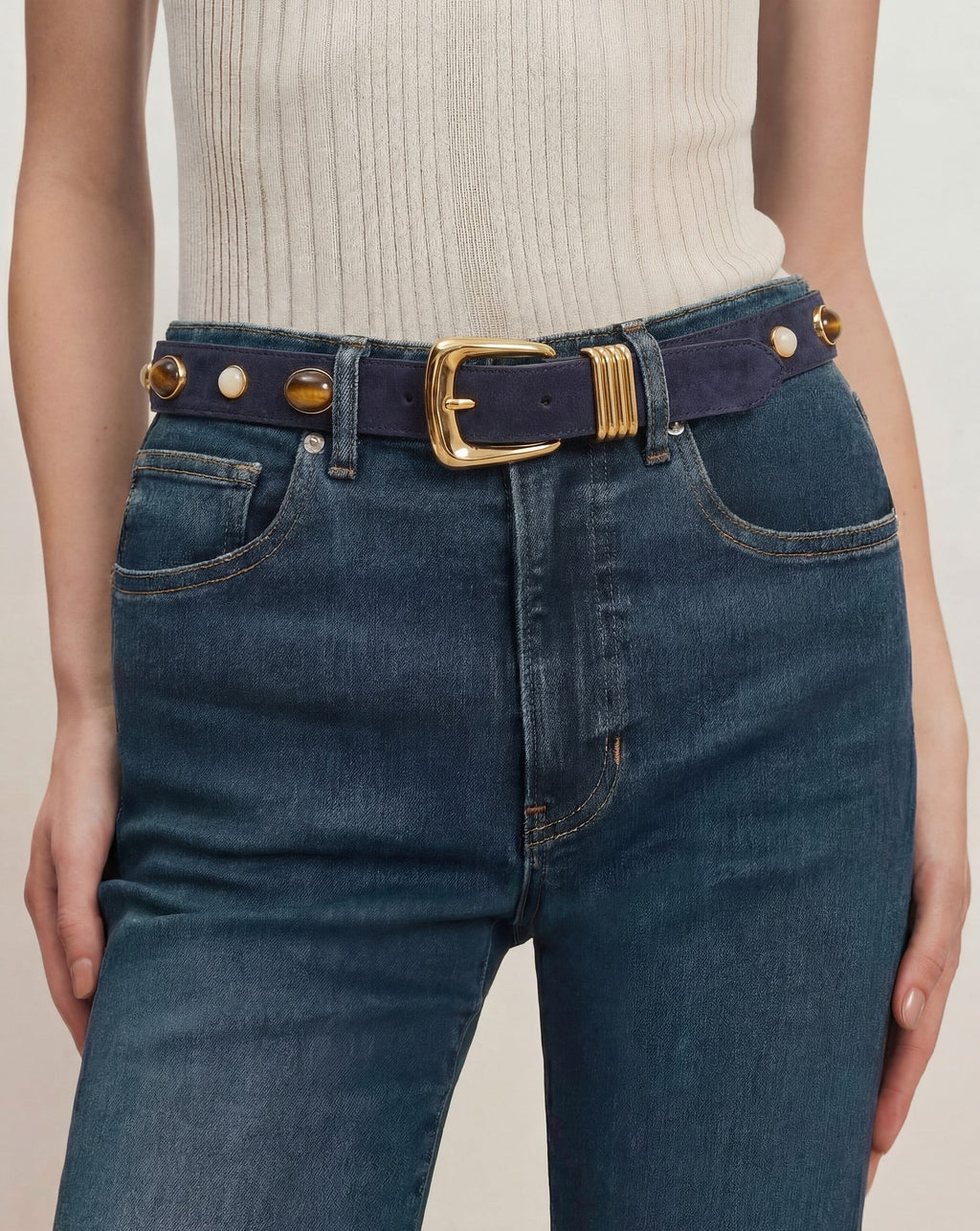 Arch Embellished Suede Belt - Image 2