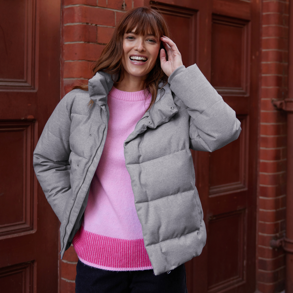 Allitt Womens Short Insulated Padded Jacket - Ice Grey Melange - Image 2