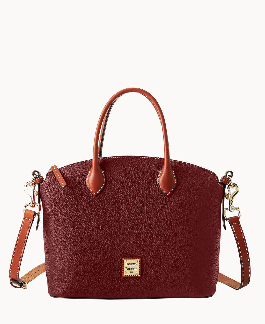 Pebble Grain Domed Satchel - Bordeaux