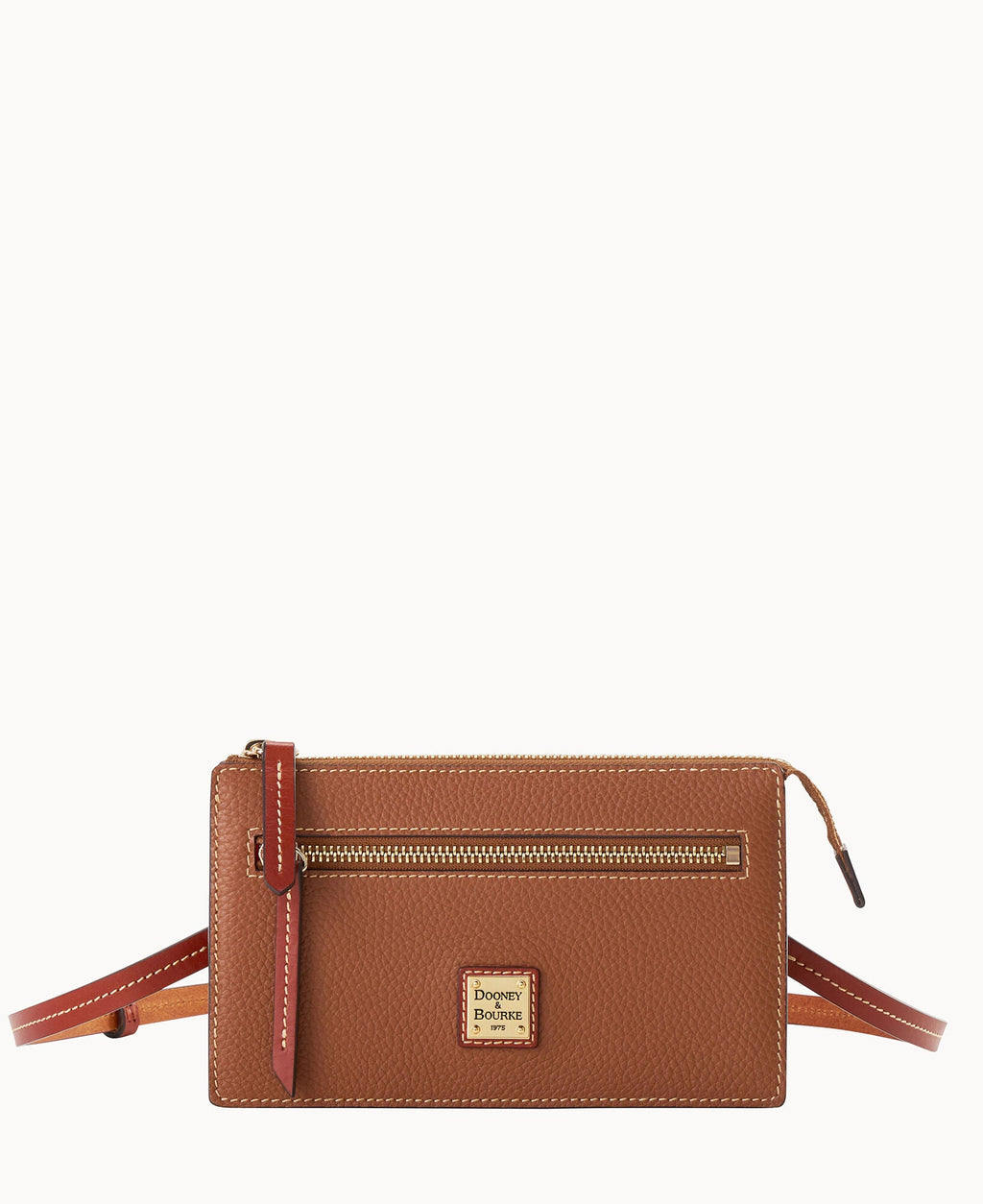 Pebble Grain Multi Zip Crossbody - Caramel