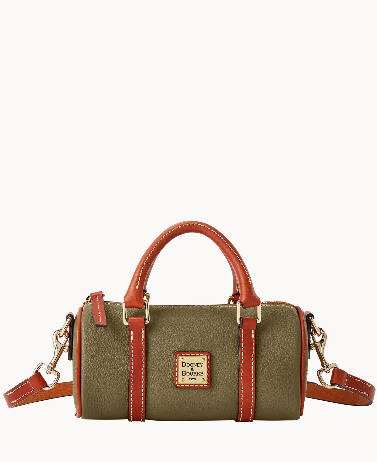Pebble Grain Crossbody Barrel Satchel 20 - Olive