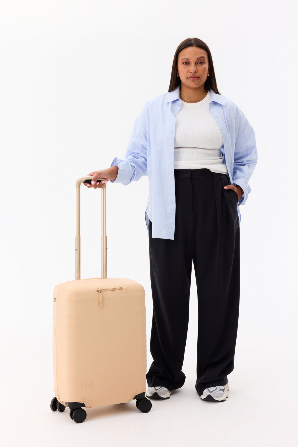 The Carry-On Luggage Cover in Beige - Image 4