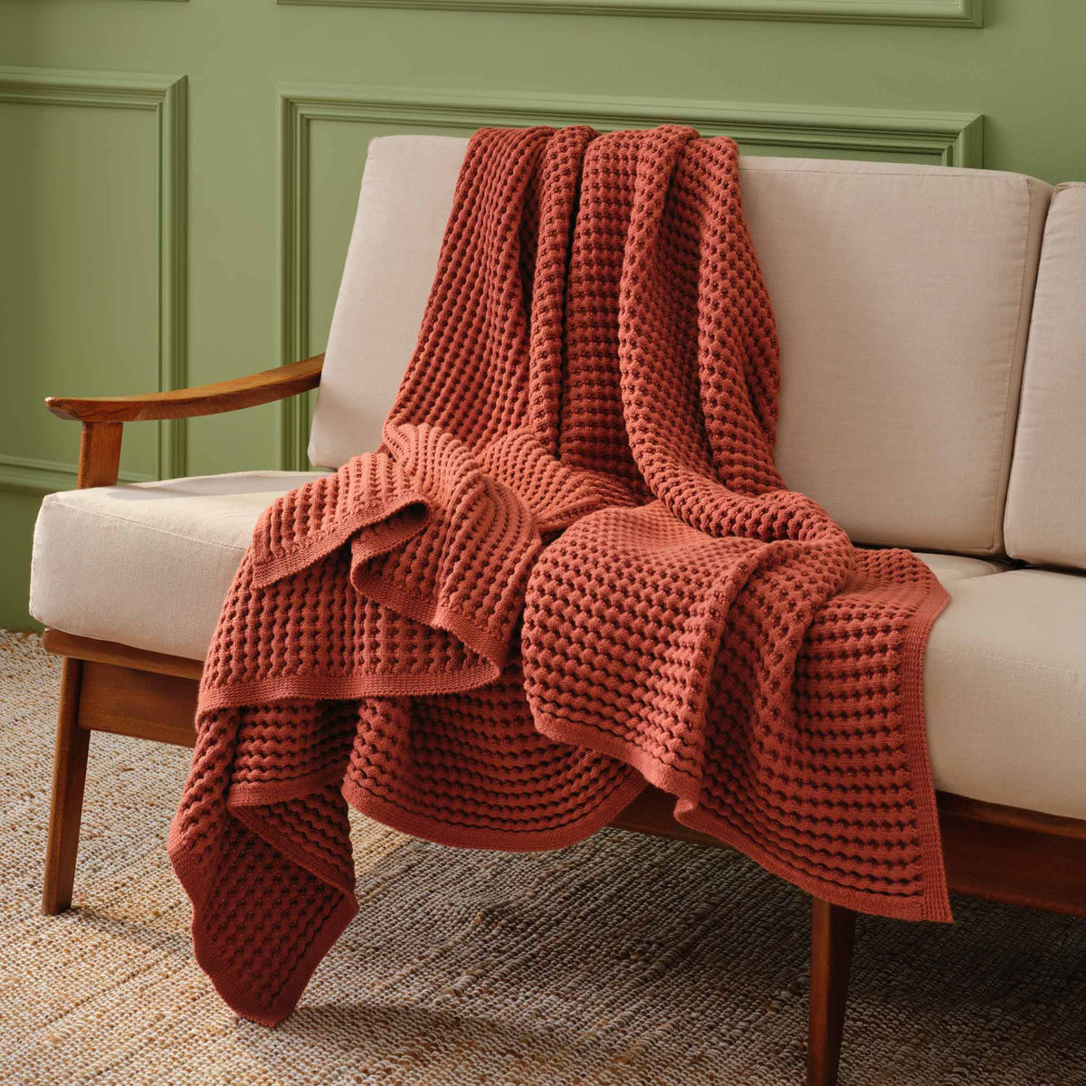Chunky Waffle Knit Throw Blanket - Image 23