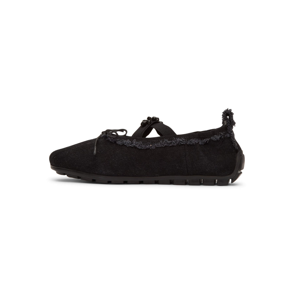 Simone Rocha Embellished Ballerina Grip Flats (Black/Jet) - Image 2