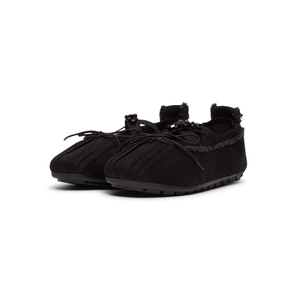 Simone Rocha Embellished Ballerina Grip Flats (Black/Jet) - Image 3